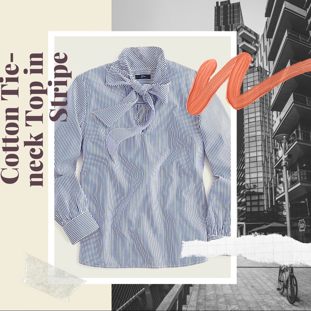 Cotton Tie-neck Top in Stripe